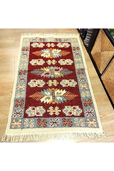 OEM Traditional woven double-sided rug 80x125 cm, red and cream, fir cone pattern