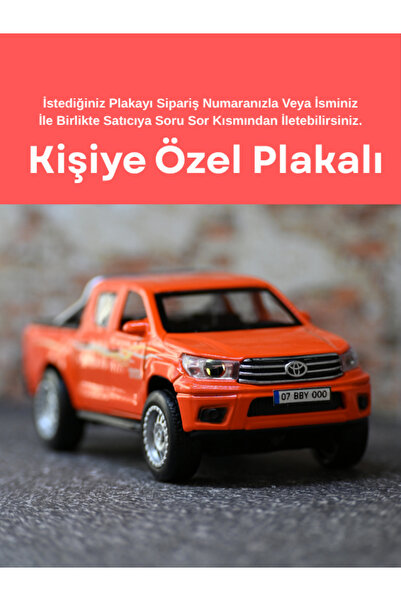 bebeym Toyota Hilux Metal Oyuncak Araba - Işıklı ve Sesli Özel Plakalı - Turuncu