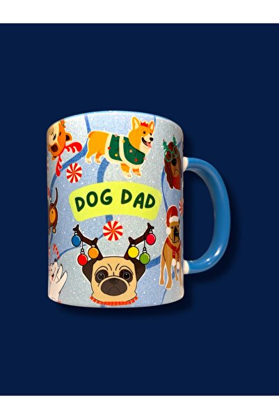 City Glow Dog Dad Chrismas - Köpek Babası - Noel Yılbaşı Hediyelik Kupa Bardak