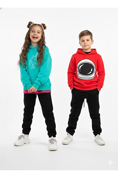 Masal Dünyası Bursa Black Pocketed Unisex Model 3 İp Ş Fleece-Lined Children'...