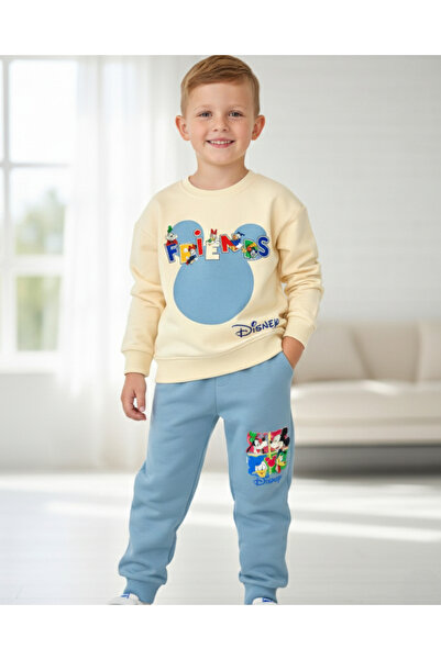 Egelite Erkek Çocuk Mevsimlik, Mickey Baskılı, Sırtı Baskılı, 4-11 Yaş Erkek Çocuk Eşofman Takımı