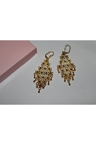 Kudi Gold Color Dangling Steel Earrings Model