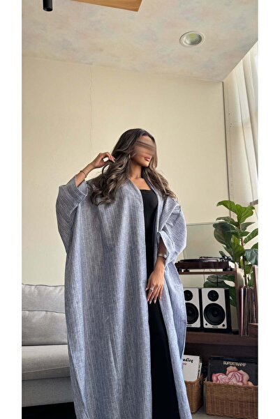 AYA mw1524-عباية-لنن-زرقاء-بشت-blue-linen-bisht-abaya