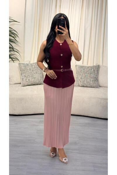 SELSAL Vest and pleated skirt set