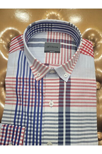 Sarar İNTERVİEW KARELİ MAVİKARELİ GÖMLEK %100 PAMUK