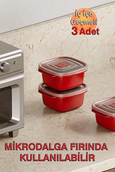 Dünya Plastik Heat'N Go Square Storage Container 550ml (Set of Three)