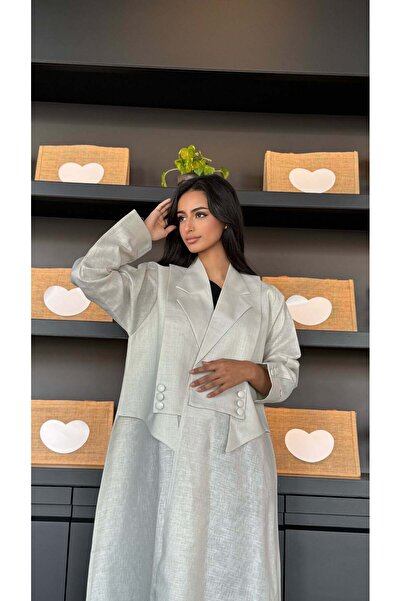 AYA mw1506-Abaya-Linen-Light-Green-Summer