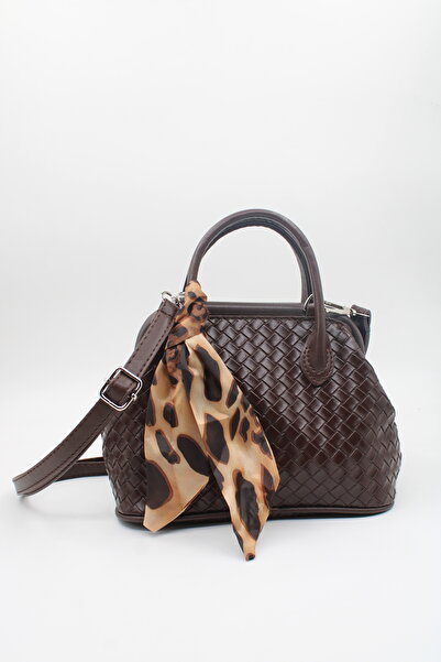 LASSO Kadın Kahverengi Fular Detaylı Çıt Çıt Kapamalı Astarlı El, Kol ve Omuz...