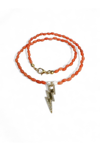 Virgo Roxy Mercan Doğal Taş Kolye