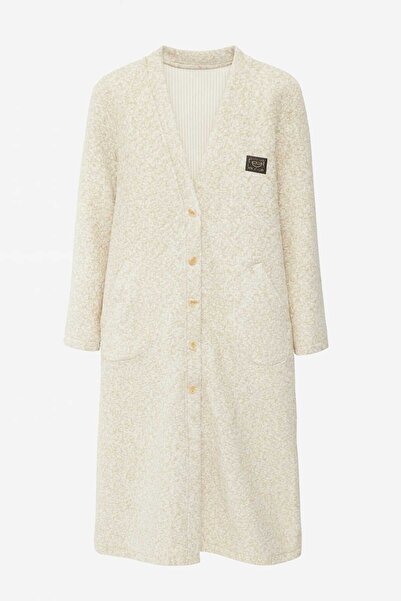 ECK MODA Women's Buttoned Front Double Pocket Felt Plush Cardigan