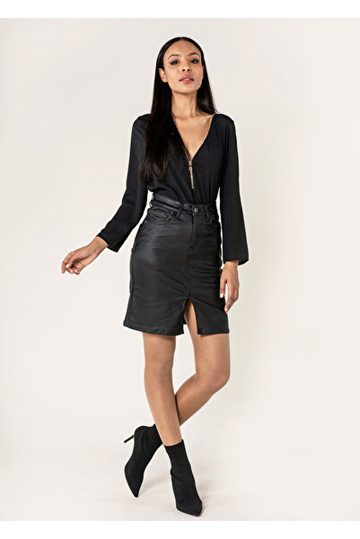 Nina Carter Short -leather skirt Matte black B-LC213 M9