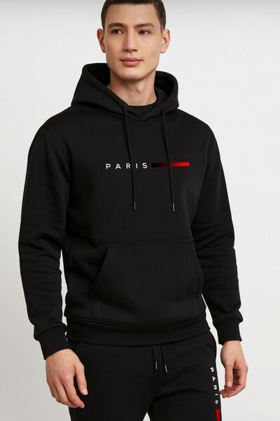 HerTarzınTrendi طقم رياضي رجالي من باريس مطبوع – بغطاء رأس طقم رياضي وكاجوال ...