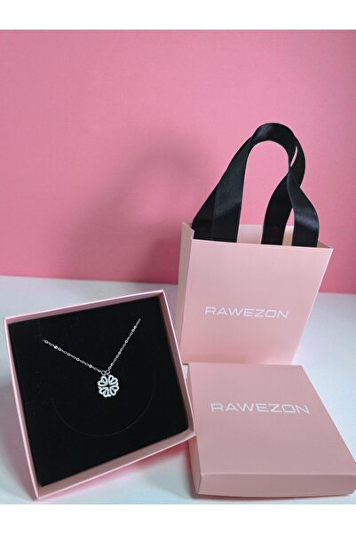 RAWEZON قلادة البرسيم المغناطيسية القابلة للفتح باللون الفضي مع علبة وحقيبة - هدية للحبيب أو الصديق في عيد الميلاد