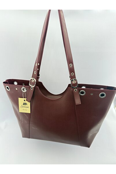 SİNİSA BAG Women's Faux Leather Hand and Shoulder Bag with Ring and Belt Buckle Detail