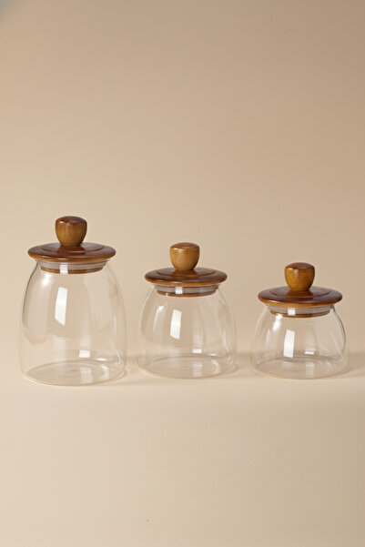 Sevinse Home NUA Triple Acacia Vacuum-Lid Jar Set (950 - 700 - 500 mL)