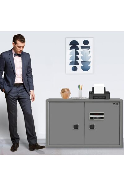 RUBIK Double Door Cabinet Safe Box, Digital and Key Lock, RB-60BMG Grey (60 x 100 cm)