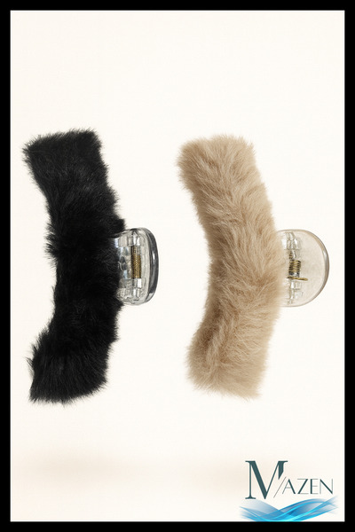 MAZEN Cataramă de pluș de 7 cm |   Set de 2 (negru-maro) |   Accesoriu pentru...