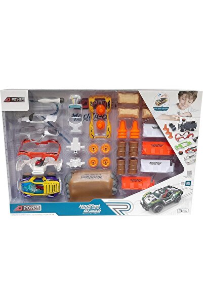 D-Power DIY Modified Scale 1:32 Race Car Building Toy Kit for Kids 35-Pieces, Multicolor