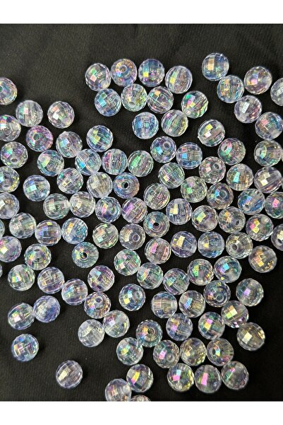 Bijumix Aksesuar 50 Adet Beyaz Şeffaf Janjanlı Boncuk 9,7 mm – Işıltılı Akril...