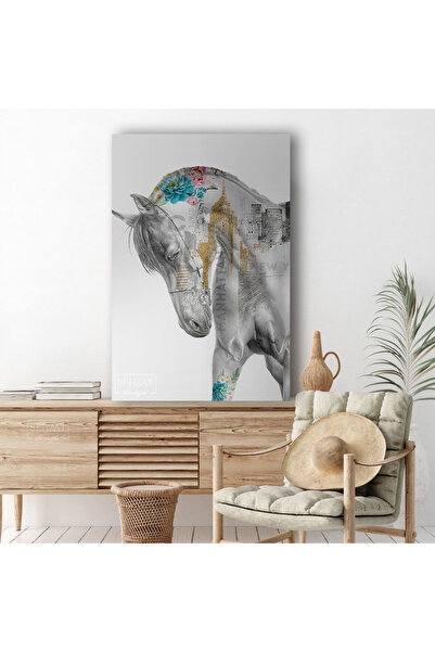 Single Vertical Canvas Wall Table Abstract Horse