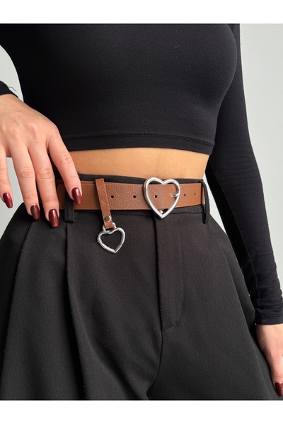 KIRASE Women's Heart Buckle Basic Women's Trouser Belt, Coat Belt, Dress Belt, Shirt Belt Length110 Width3