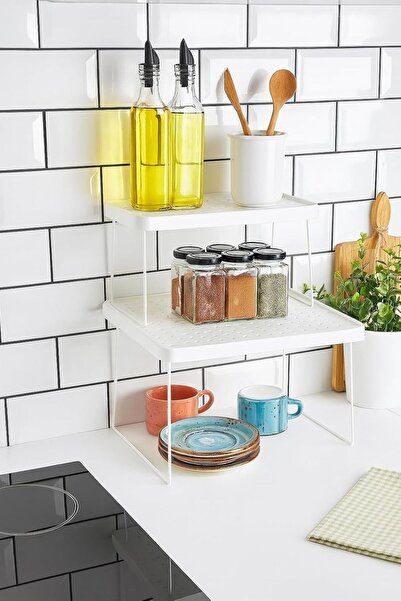 coverest Kitchen Organizer Shelf, Countertop Organizer, Spice Rack and Plate Rack, Cabinet Interior Use 2-Piece Set