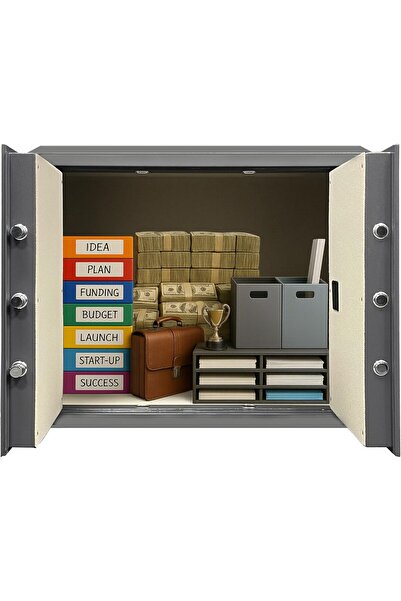 RUBIK Double Door Cabinet Safe Box RB-80BMG, Digital & Key Lock, Grey (80 x 100 cm)
