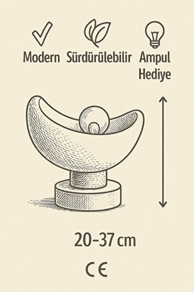 Lasirius Luna Lampshade Moon Shaped 3D Printing Decorative Table and Night Lamp with Rustic Bulb Gift 20 X 37 cm