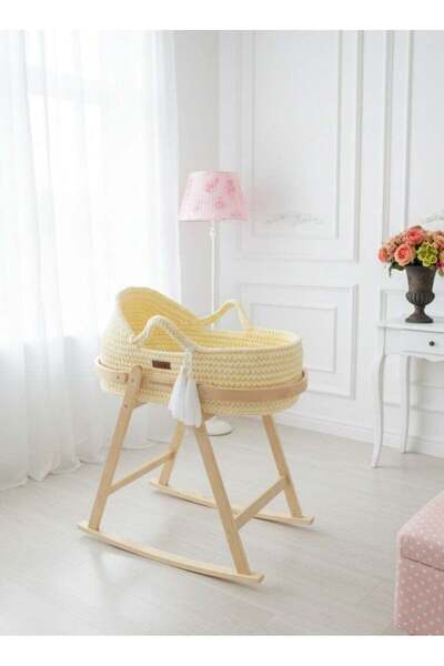 Fun Moment سلة كروشيه للأطفال بقاعدة هزازة 76 × 40 × 23 سم