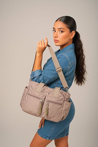 Tandi Bags Dompe Multi-Compartment Hand and Shoulder Bag Mink