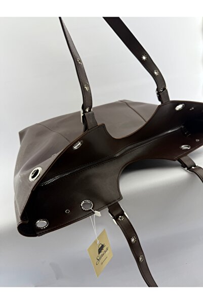 SİNİSA BAG Women's Faux Leather Hand and Shoulder Bag with Ring and Belt Buckle Detail