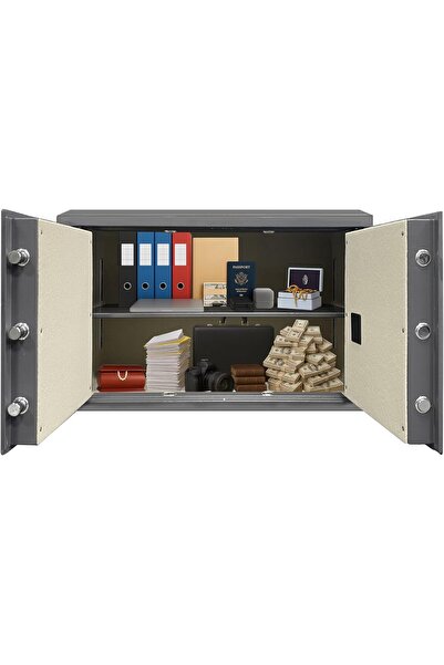 RUBIK Double Door Cabinet Safe Box, Digital and Key Lock, RB-60BMG Grey (60 x 100 cm)