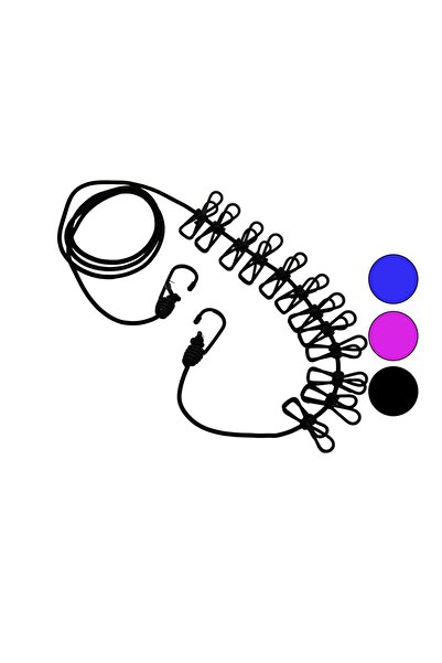 Go İthalat RENKLİ LASTİK 12PCS METAL MANDALLI ÇAMAŞIR İPİ