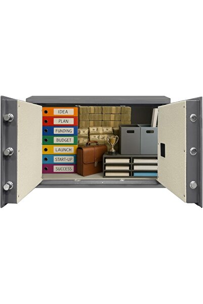 RUBIK Double Door Cabinet Safe Box, Digital and Key Lock, RB-60BMG Grey (60 x 100 cm)