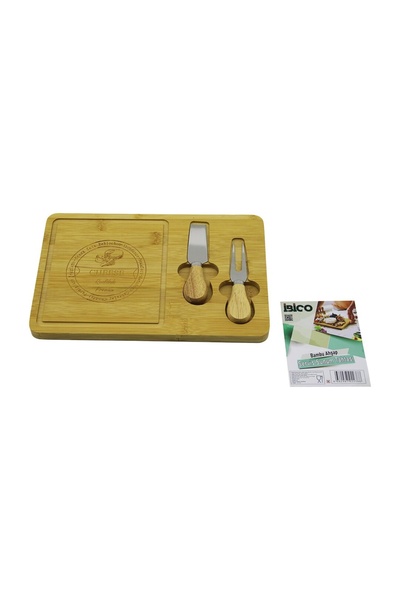 Go İthalat Knife right wooden bamboo breakfast cheese presentation board 2 ch...
