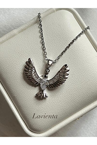 Lavienta قلادة من الفولاذ على شكل العنقاء باللونين الذهبي والفضي