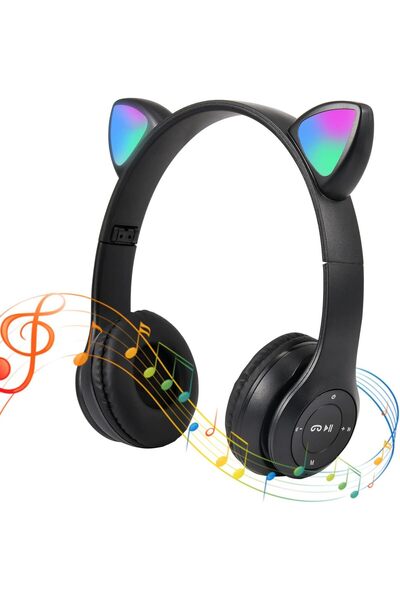 VALA Bluetooth headphones for children with cat ears, LED, with microphone, foldable, over-ear