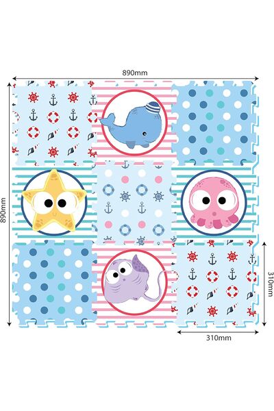 Sunta Sea World Puzzle Mat 9-Pieces, Multicolor