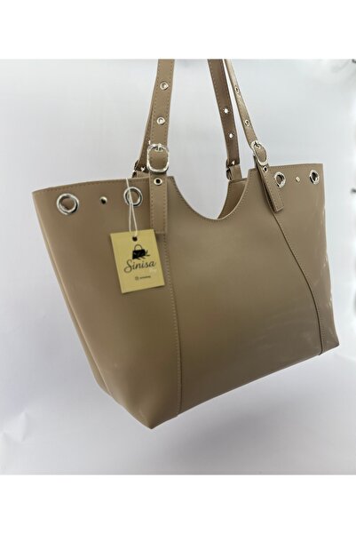SİNİSA BAG Women's Faux Leather Hand and Shoulder Bag with Ring and Belt Buckle Detail