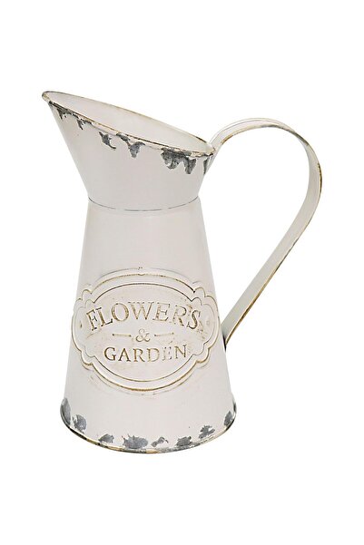 AyrStore Vintage Fransız Sürahi - Metal Rustik Vazo/Sulama Sürahisi - Galvanizli Teneke Dekor -