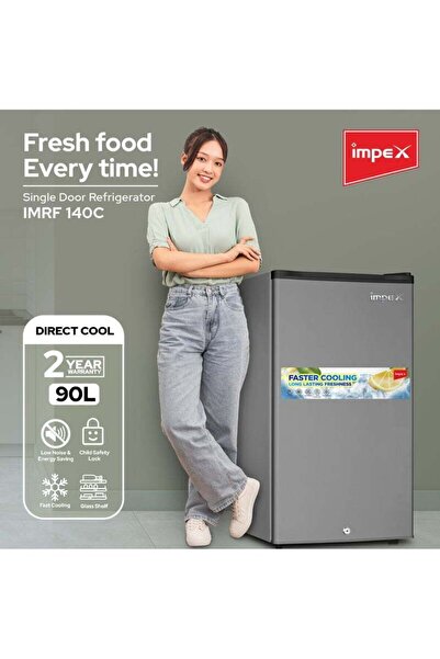 İMPEX Direct Cool Single Door Refrigerator 2.9Cubic Feet Faster Cooling Fridge 65 W IMRF 140C Dark G