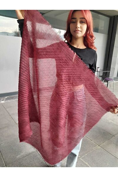 BurcHair Combination Complementary Pleated Permanent Single Color Shawl 90X90