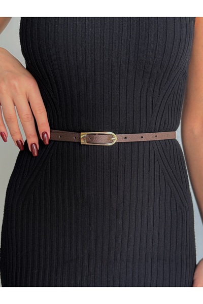 KIRASE Thin Stylish Gold Buckle Trouser Belt, Coat Belt, Dress Belt, Shirt Belt Length 111 Width 1 cm