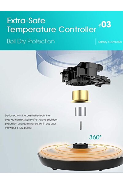 Alim 2.3L Electric Kettle + 1.2L Glass Tea & Turkish Coffee Maker (Black & Glass)