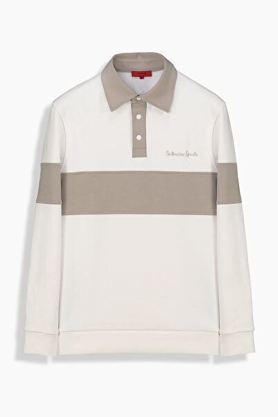 Sarar Polo Yaka Ekru Sweatshirt-EKRU - XXL