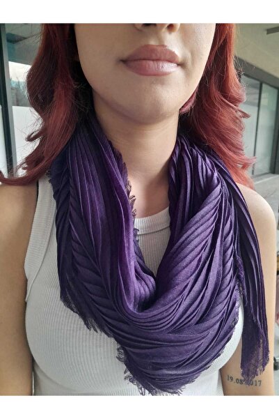 BurcHair Combination Complementary Pleated Permanent Single Color Shawl 90X90