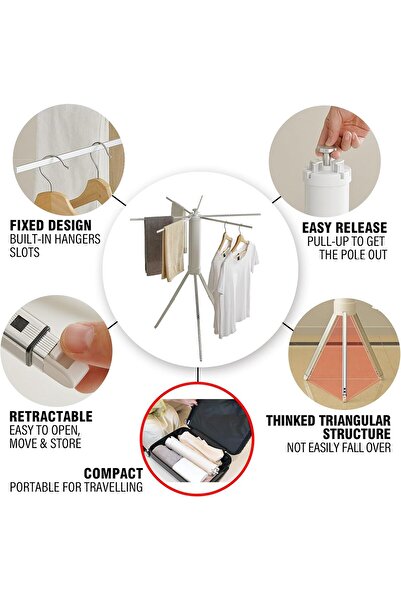 Cady One oldable clothes drying rack with consisting of 16 columns for ventilation and rapid drying.