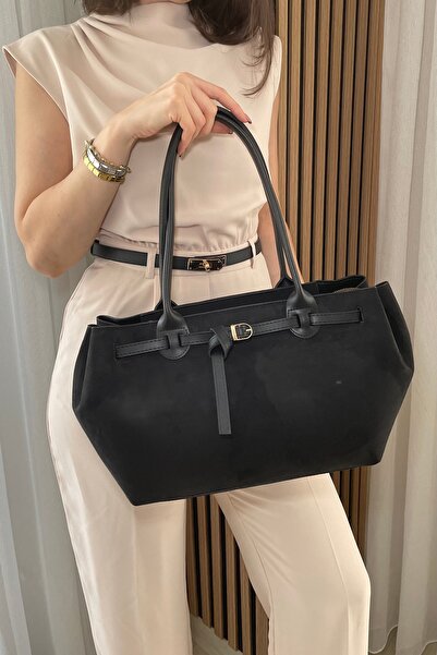 themoiss حقيبة كتف كبيرة الحجم من فاي باج باللون الأسود من جلد النوبوك