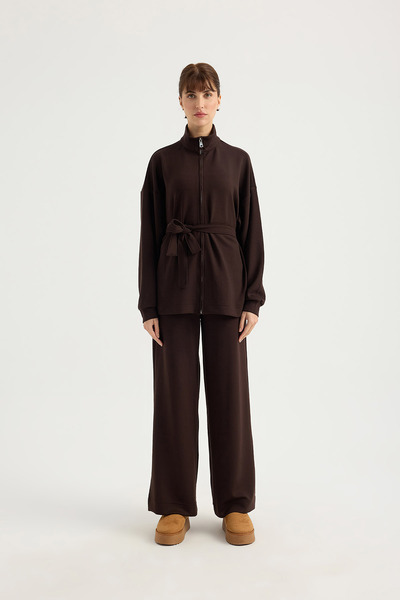 SEVİLEN Modal Suit with Waist Tie Detail