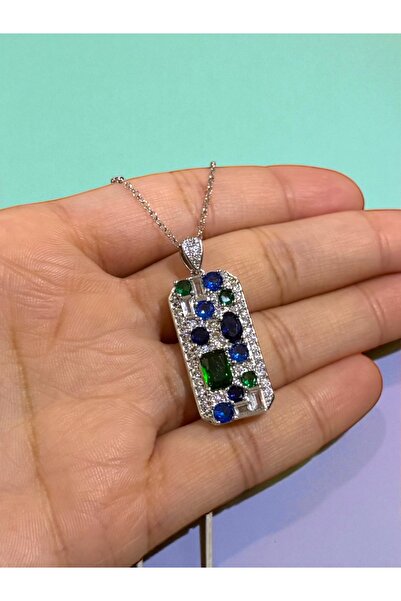 NEW STYLE سلسال نسائي فاخر وأنيق بتعليقة مطرزة بالأحجار الكريمة مقاس 45 سم يأ...